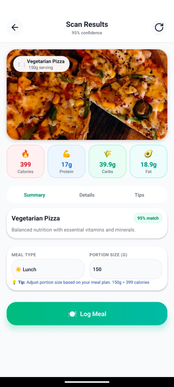 QuickCal App Scan Feature